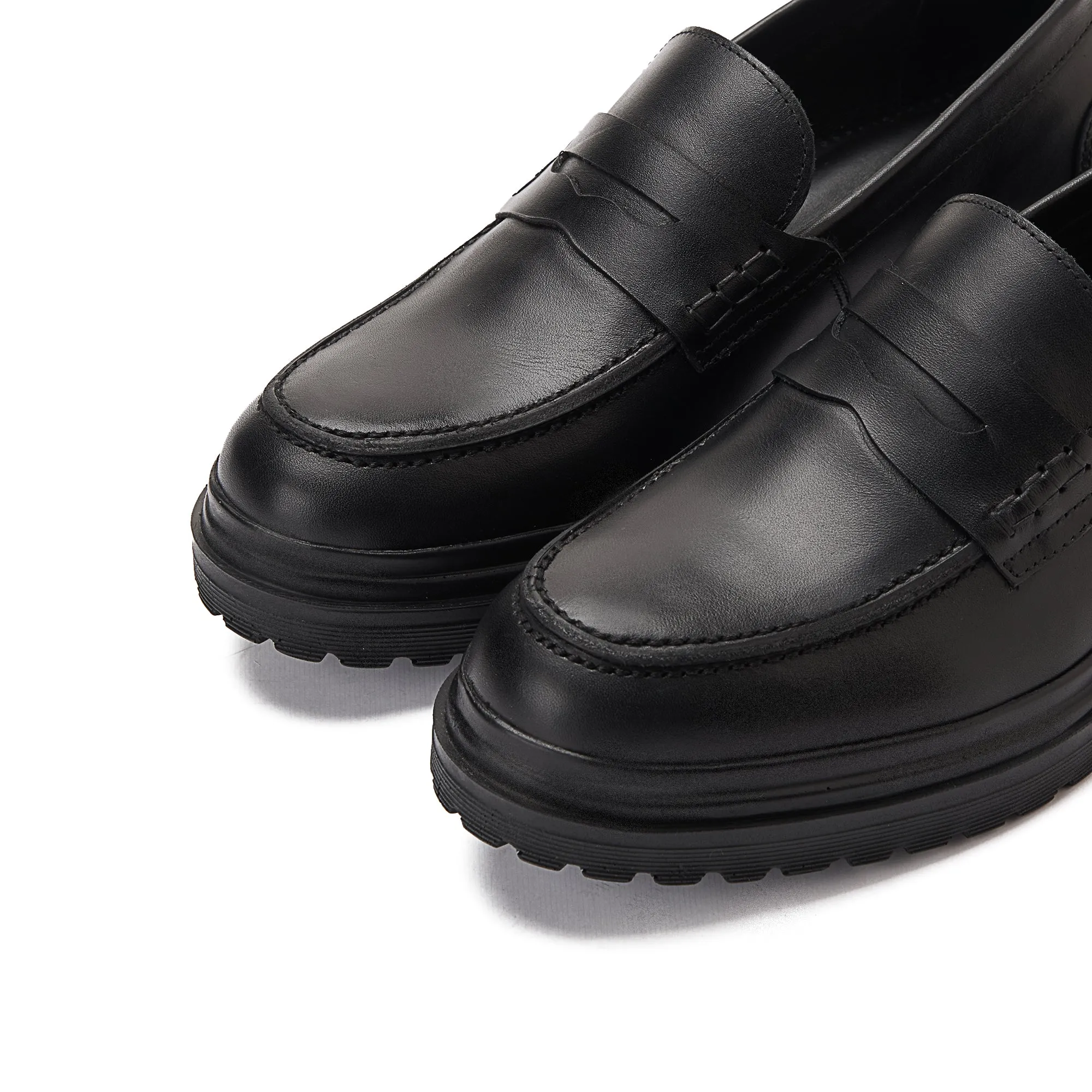 Achilles Chunky Penny Loafers - Matte Black