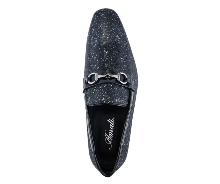 Amali Luxe Black Glitter Loafers Men's Glitter Upper