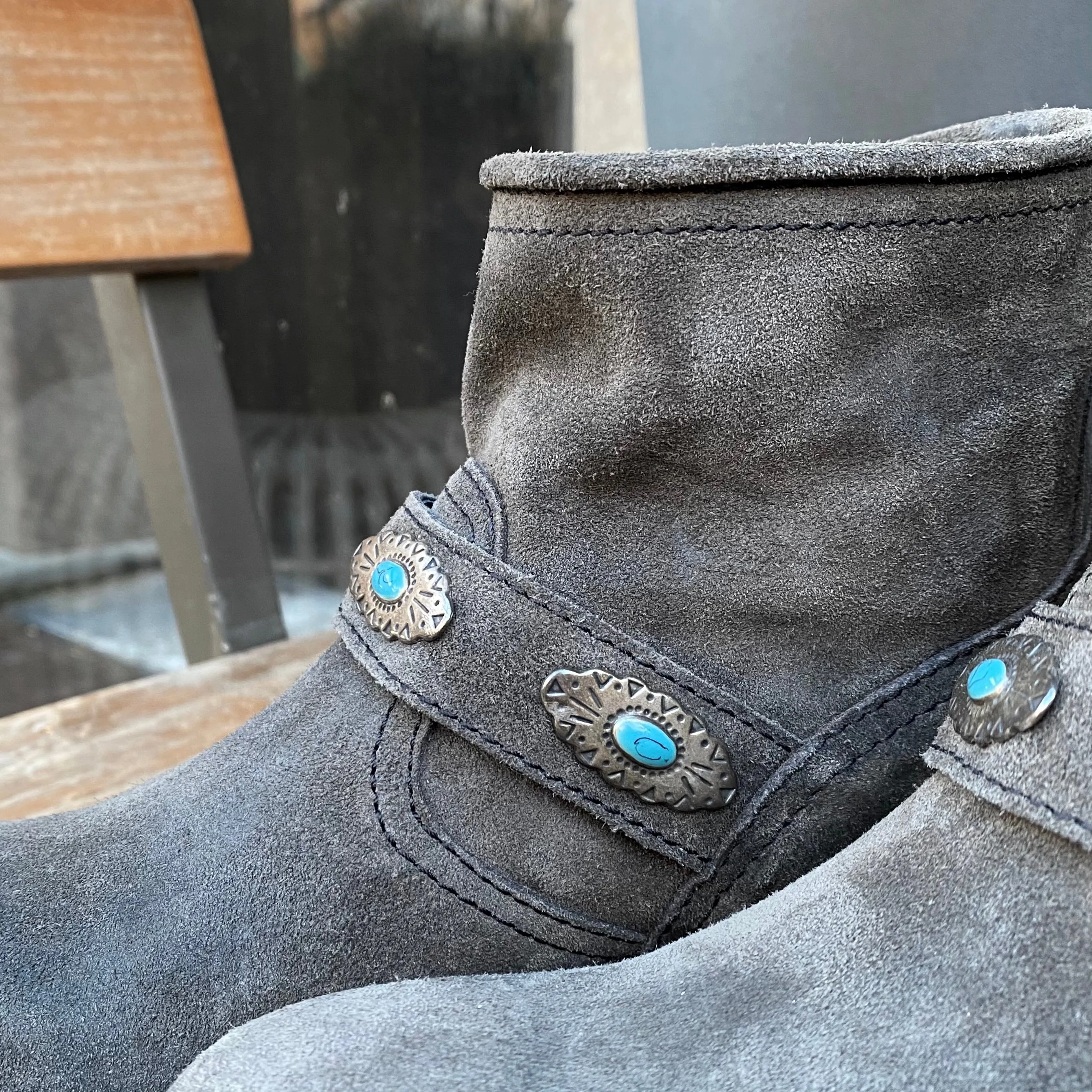 Biker boots short turquoise concho's - antra