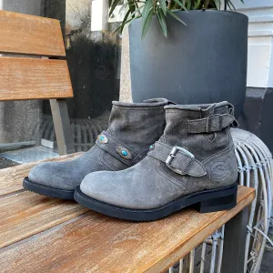 Biker boots short turquoise concho's - antra