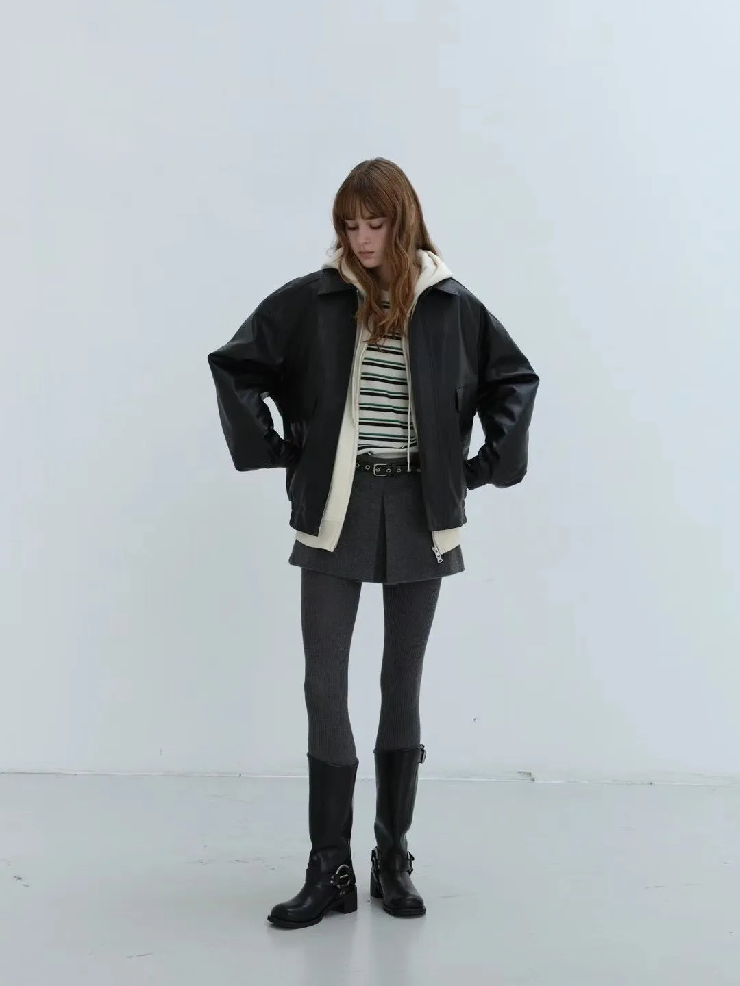 ✨推！Biker Cowhide Leather Boots
