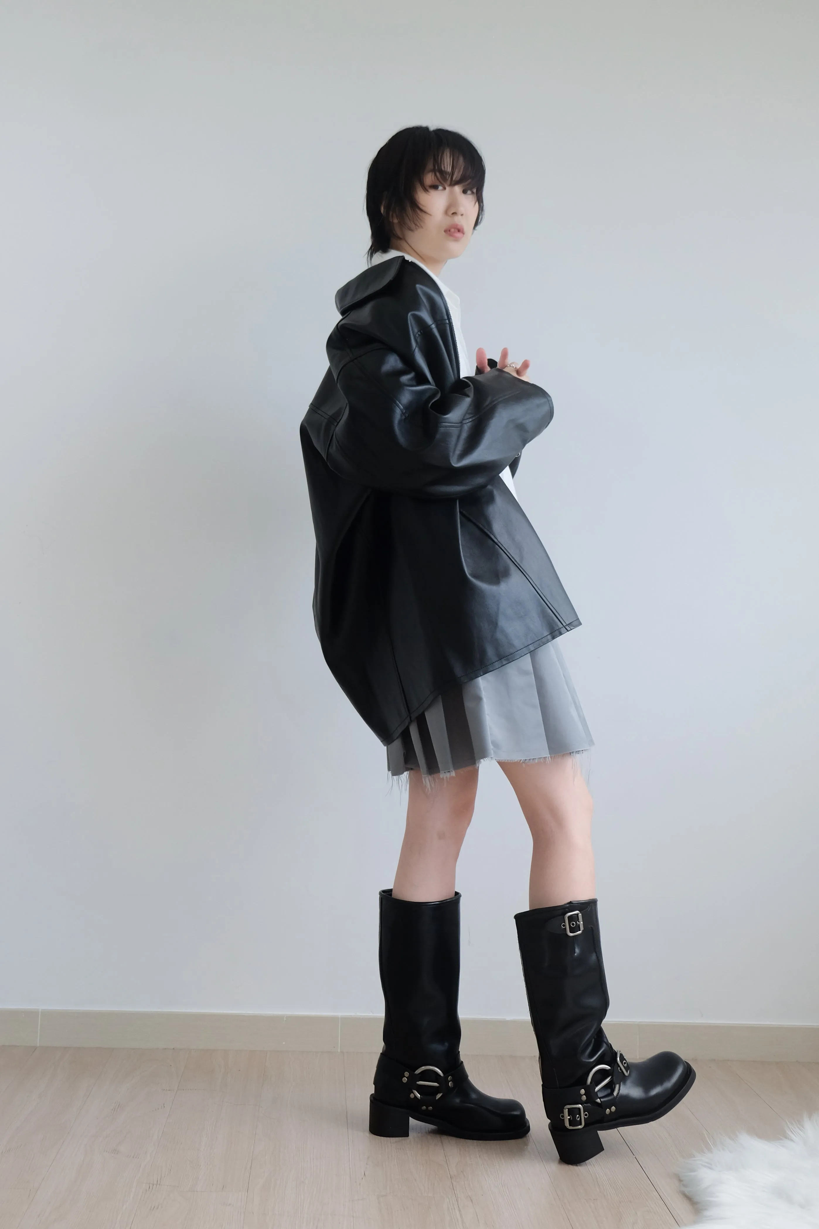 ✨推！Biker Cowhide Leather Boots