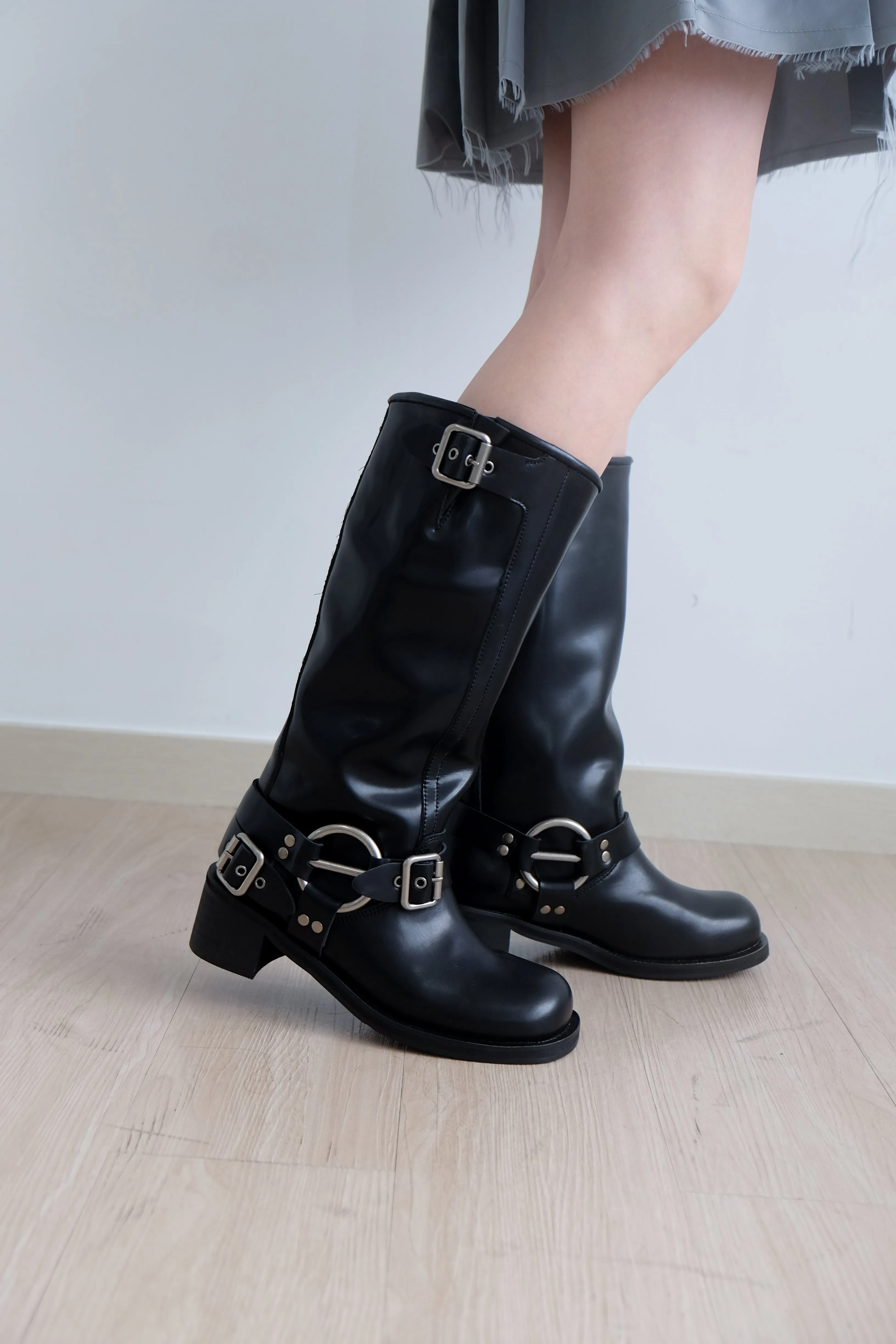 ✨推！Biker Cowhide Leather Boots