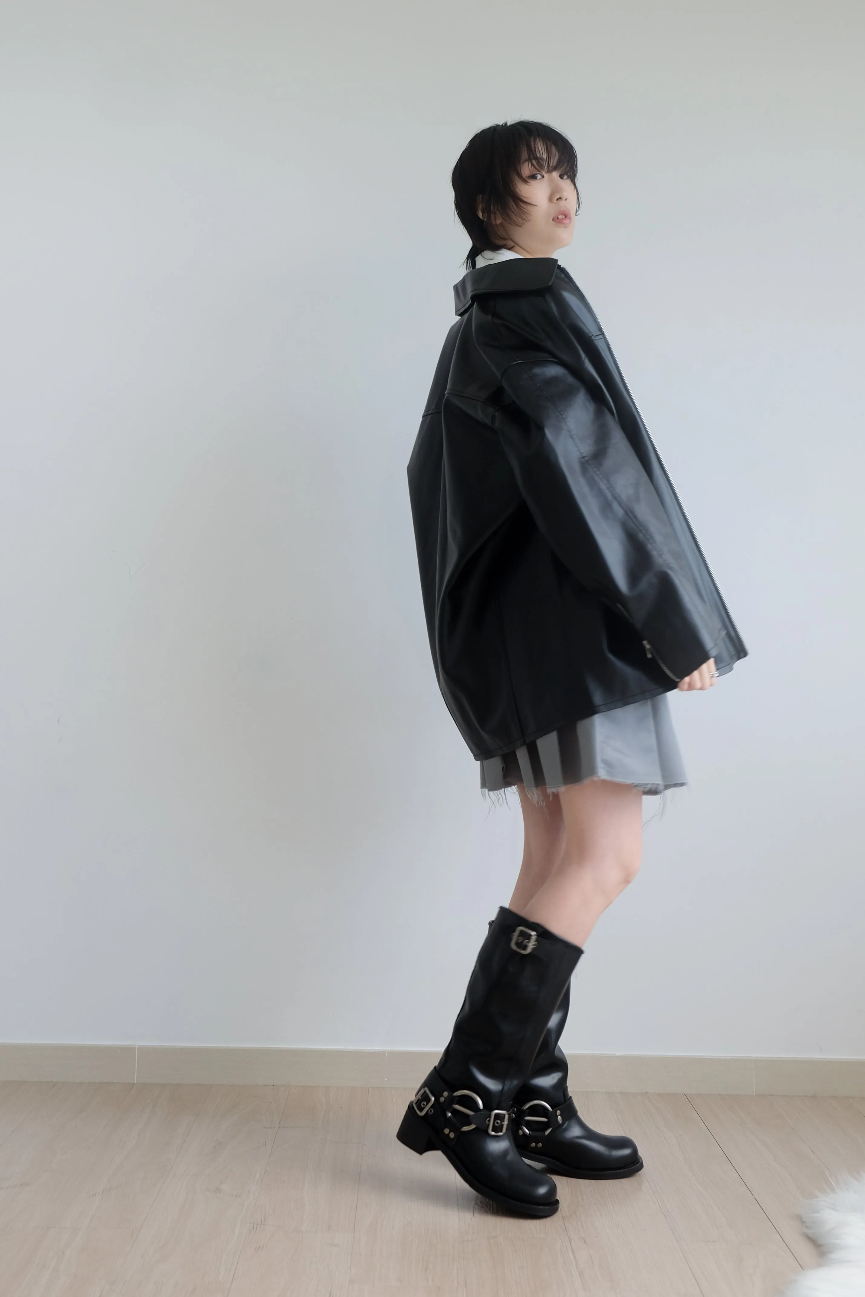 ✨推！Biker Cowhide Leather Boots