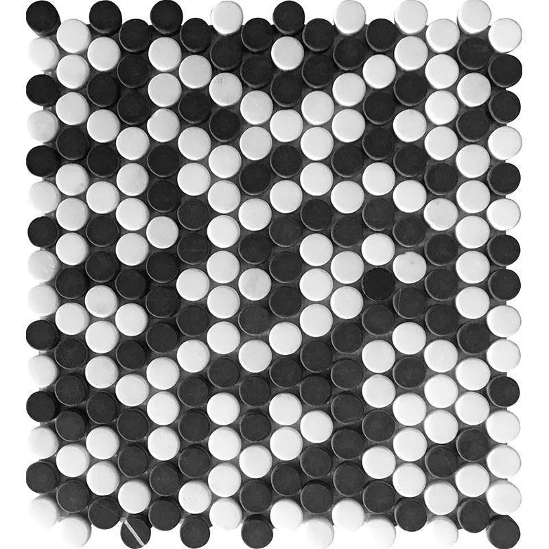 Black and White Marble Penny Tile