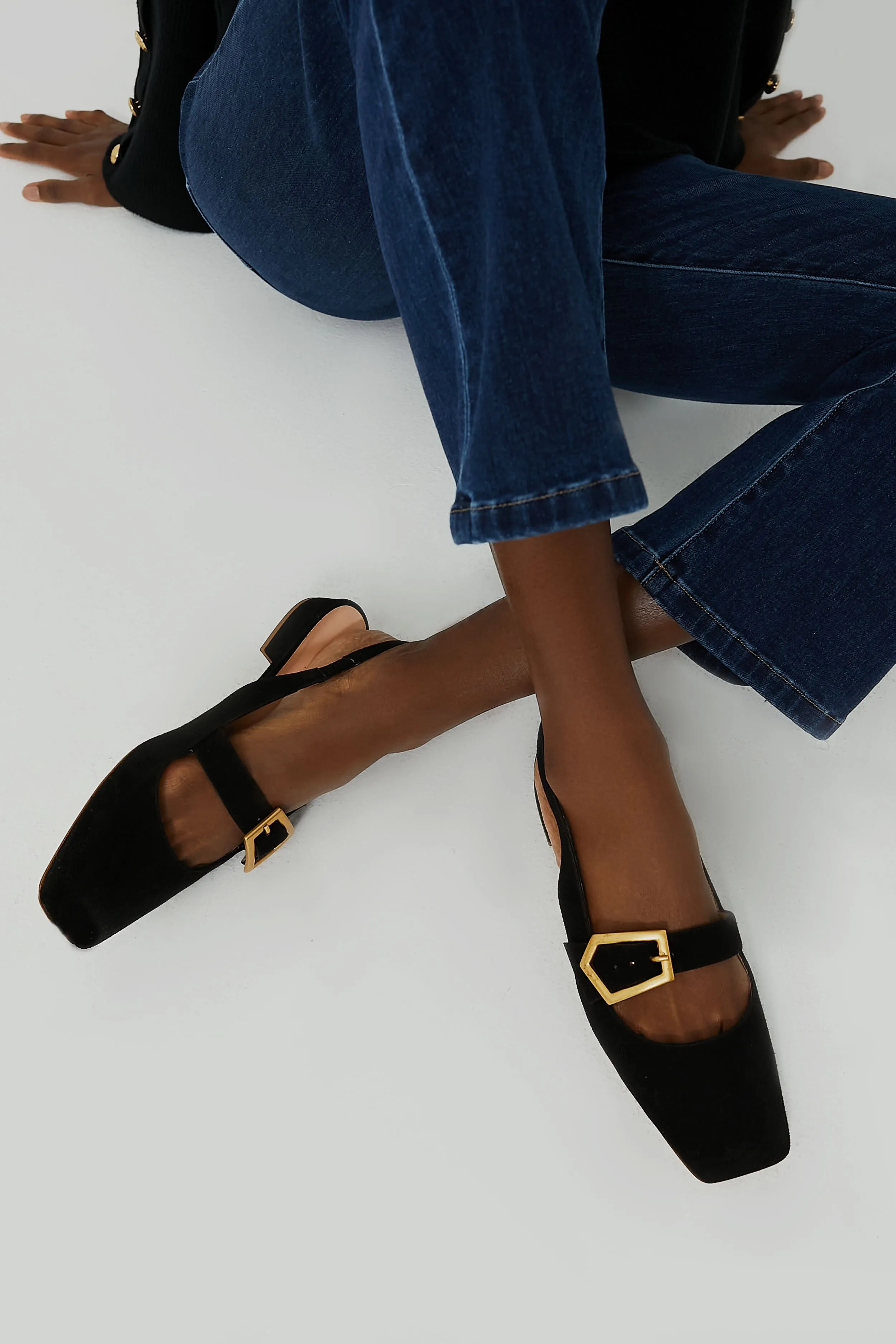 Black Suede Mandolin Flats
