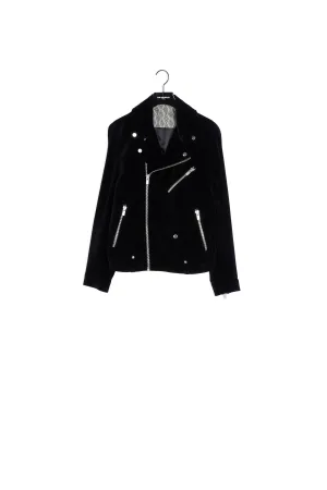 Blouson biker velours noir