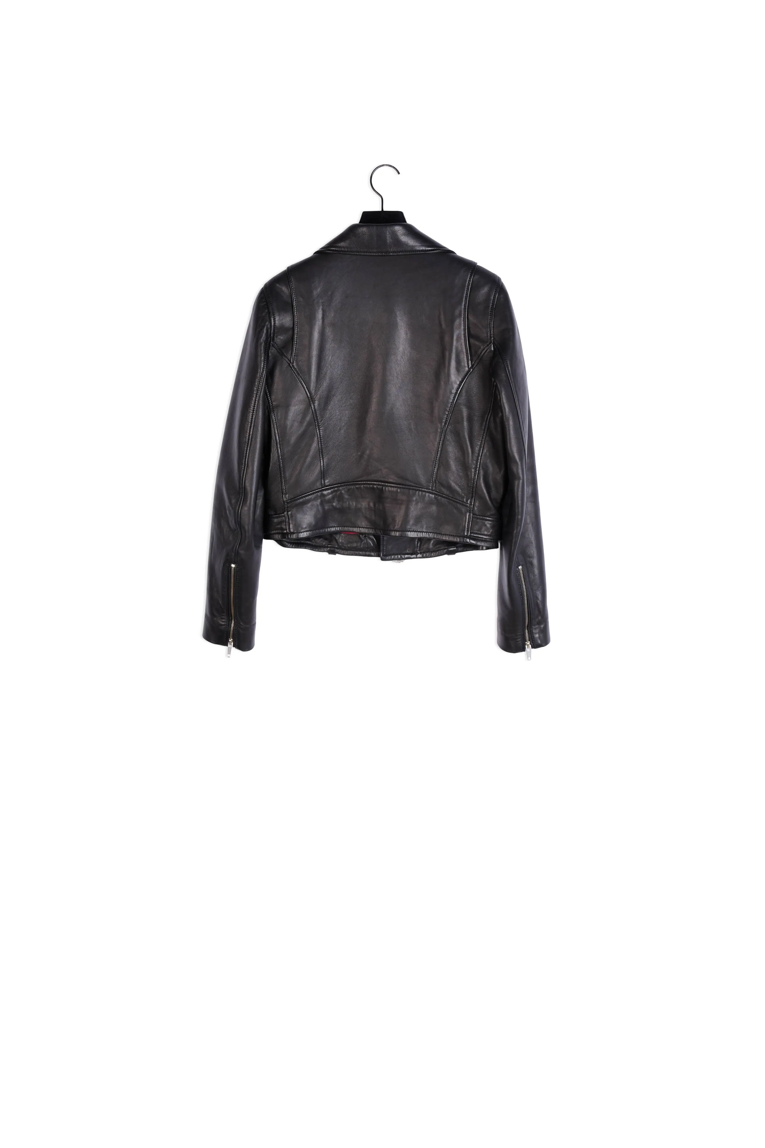 Blouson cuir noir ceinture western