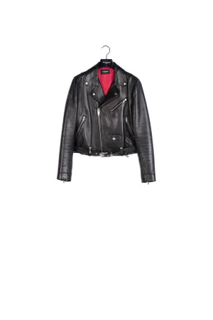 Blouson cuir noir ceinture western