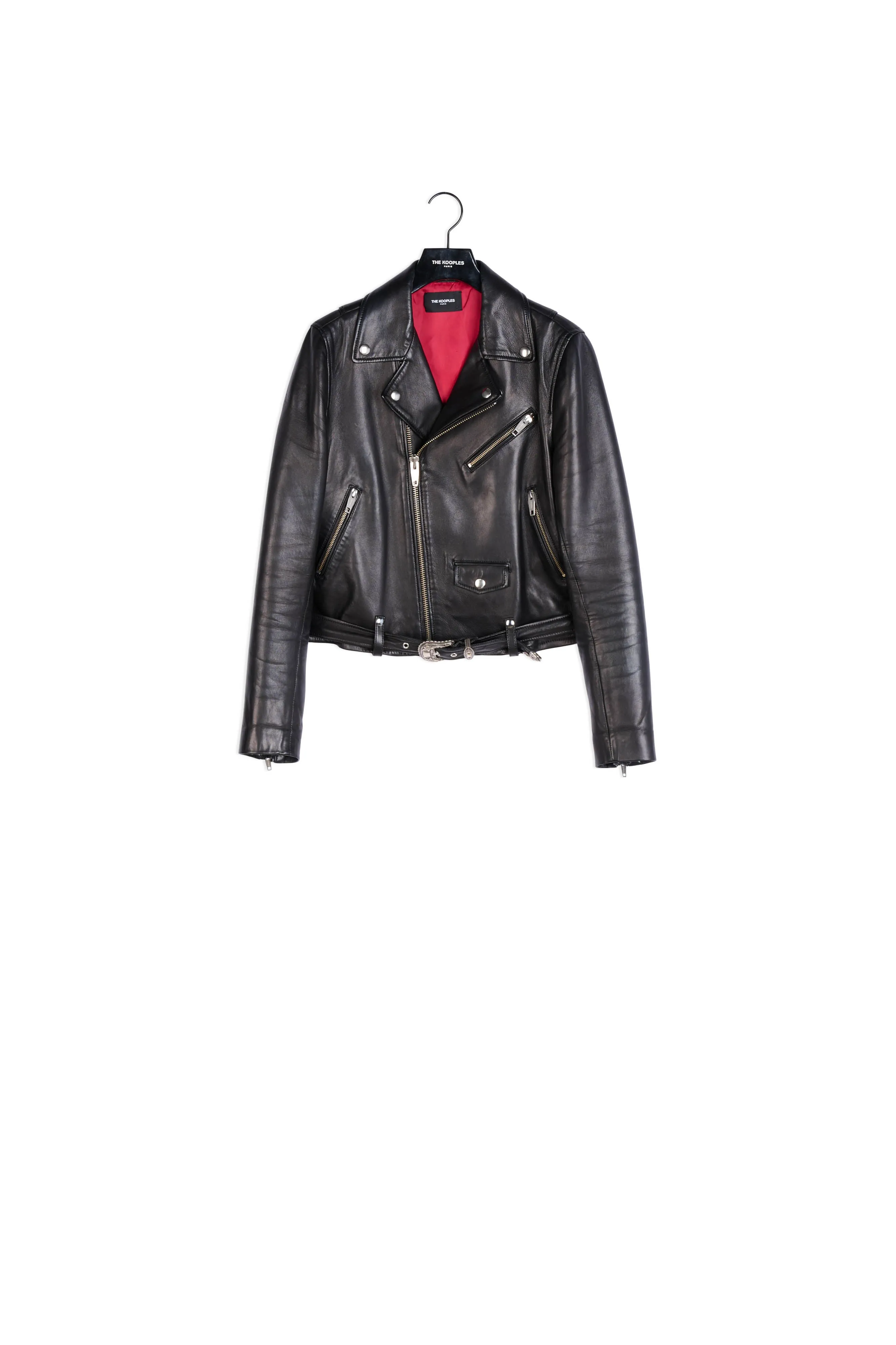 Blouson cuir noir ceinture western