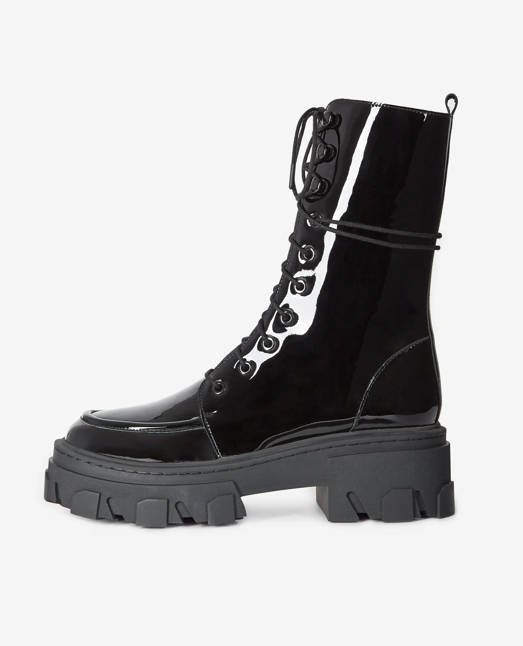Boots cuir glacé noires à lacets