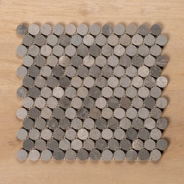 Cottesloe New Grey Penny Round Honed Marble Mosaic Tile 23x23mm