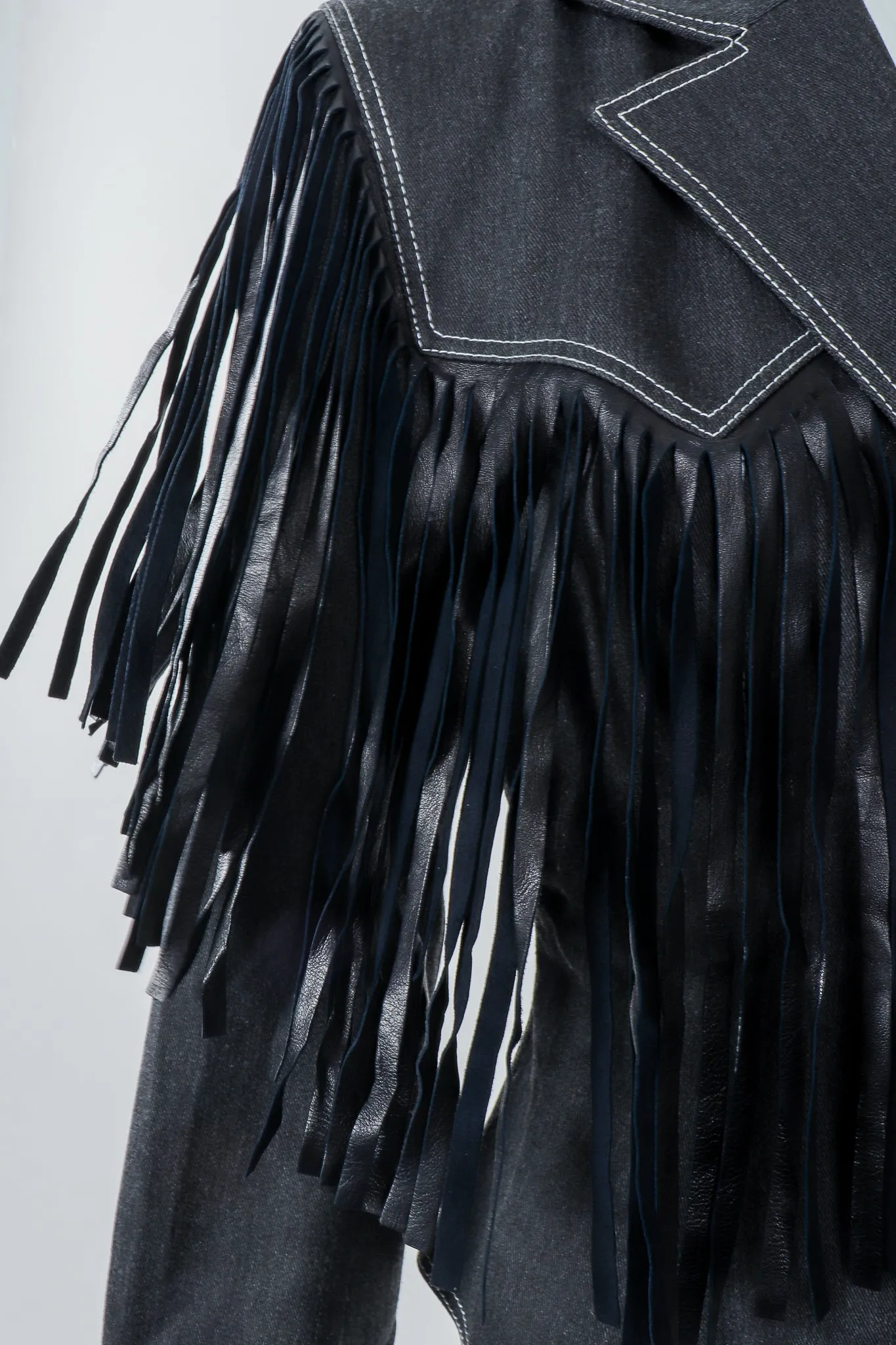 Denim Yoke Fringe Jacket
