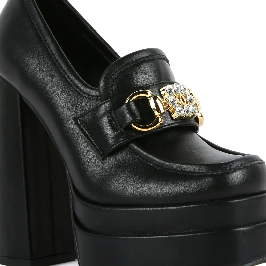 Embellished High Platform Loafers