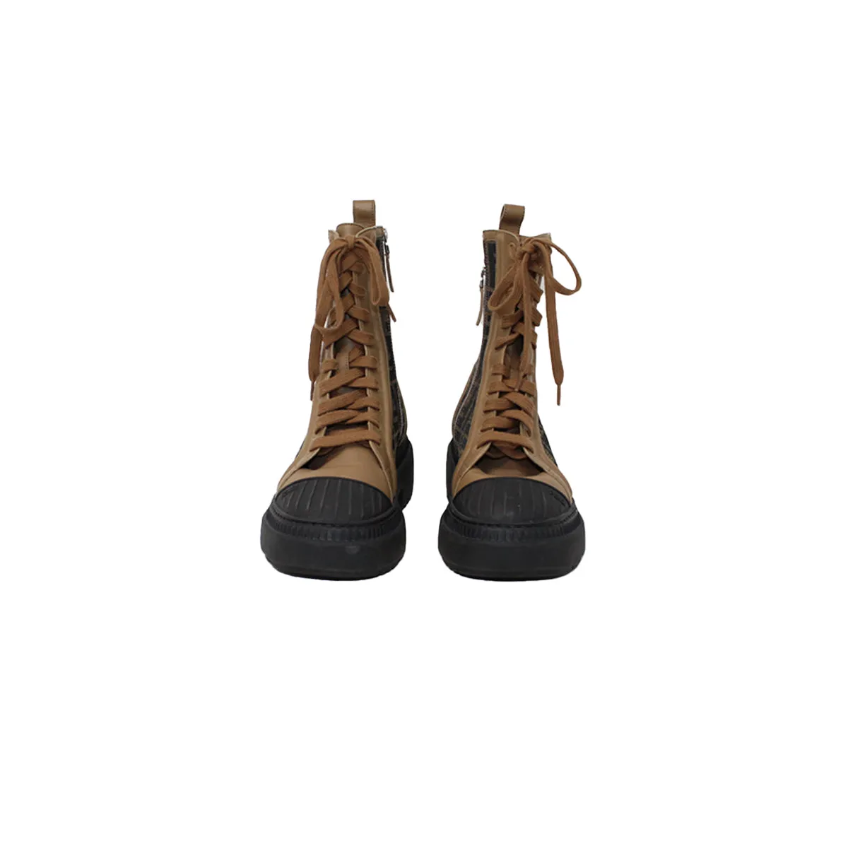 Fendi Domino Lace up Biker Boots 37
