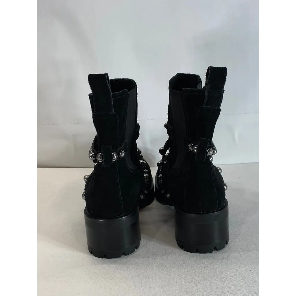 KARL LAGERFELD PARIS Women's Black Pia Faux Pearl Studded Chelsea Boots SZ 7.5