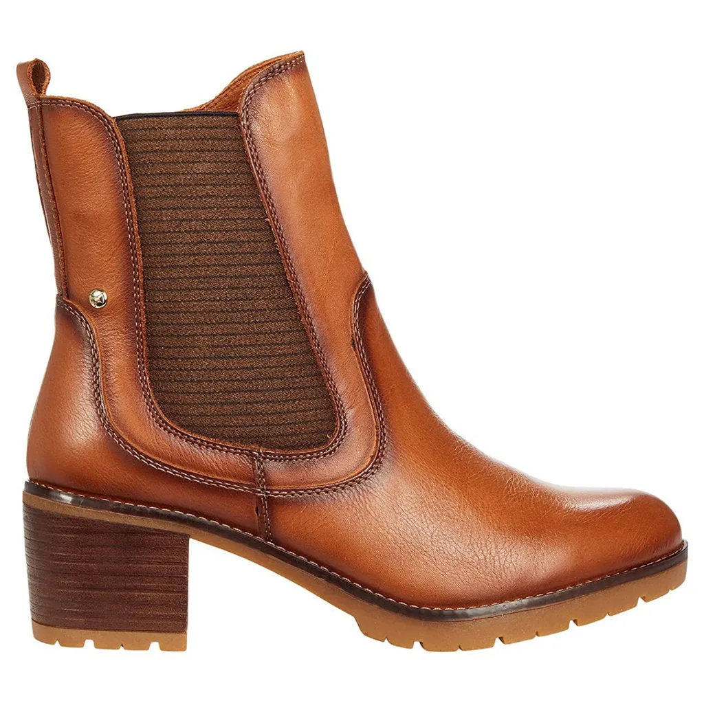 Llanes Calfskin Leather Women's Zip Up Mid Heel Ankle Boots