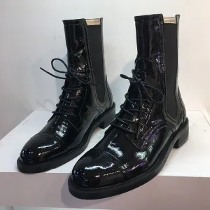 LUXE SEVEN DESIGN LACE UP CHELSEA BOOTS