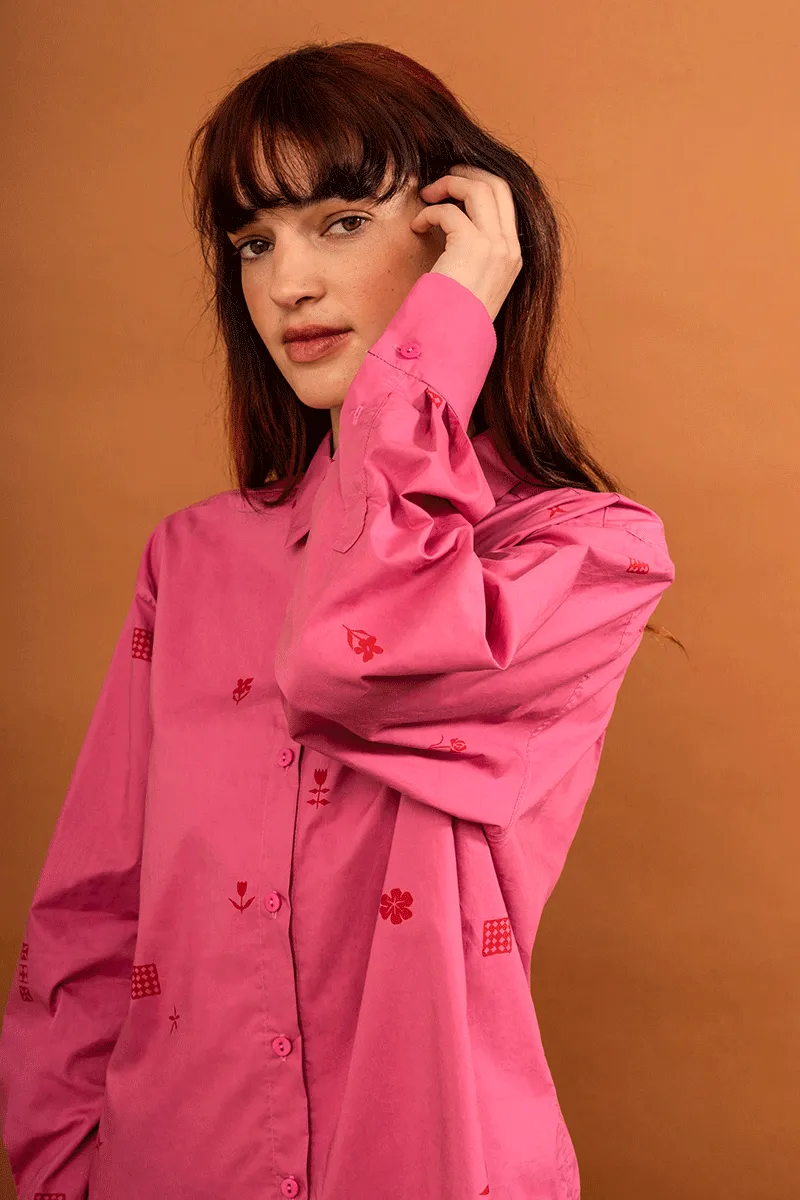 Maryse Shirt - Cerise Stamp