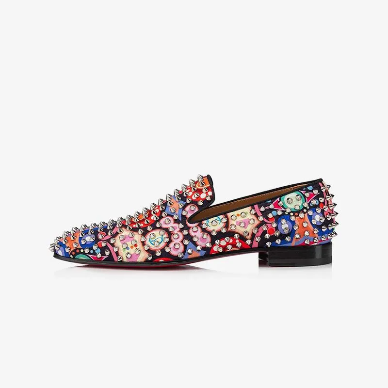 Multi-color Spiked Printed Loafers Shoes Floral