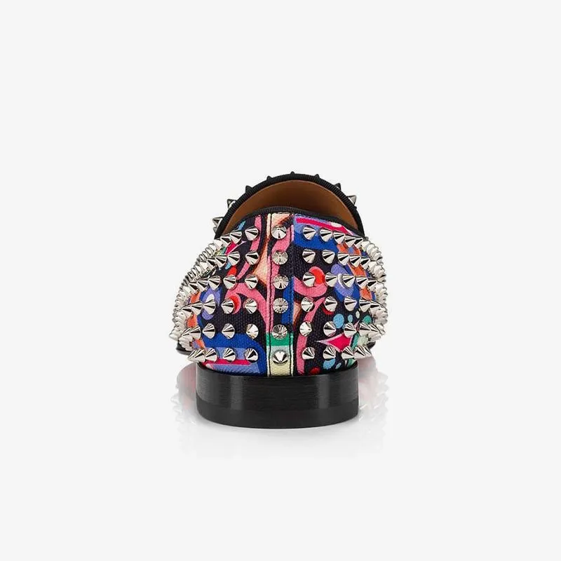 Multi-color Spiked Printed Loafers Shoes Floral