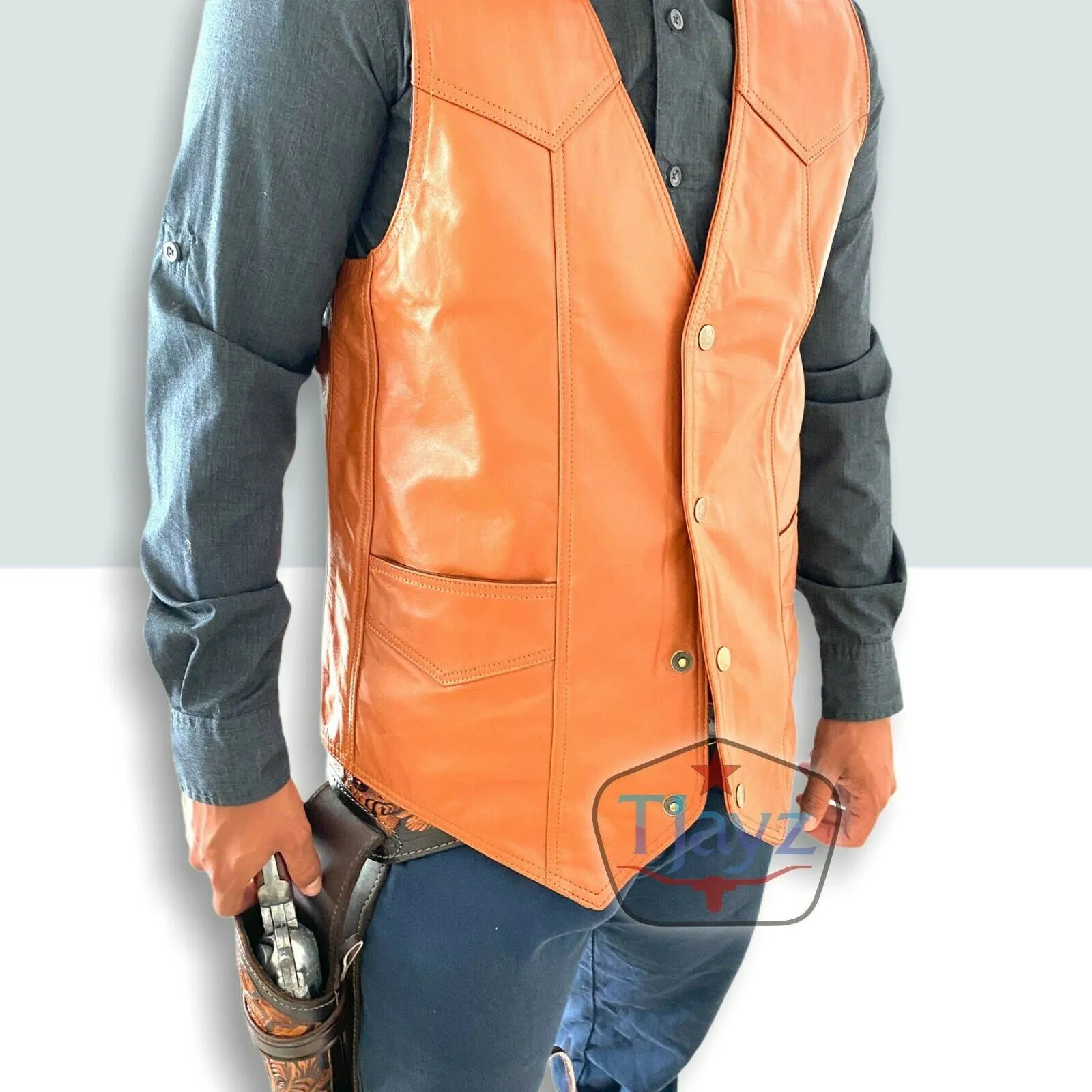 NEW Urban Outlaw Soft 100% Leather Vest Western Biker Unisex motorcycle cowboy