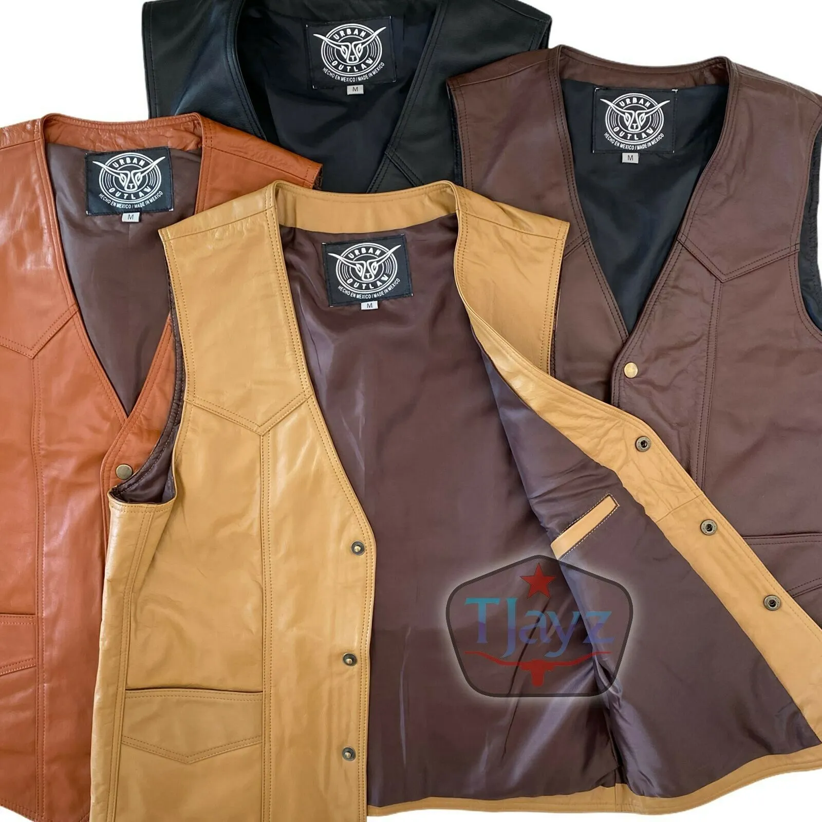 NEW Urban Outlaw Soft 100% Leather Vest Western Biker Unisex motorcycle cowboy