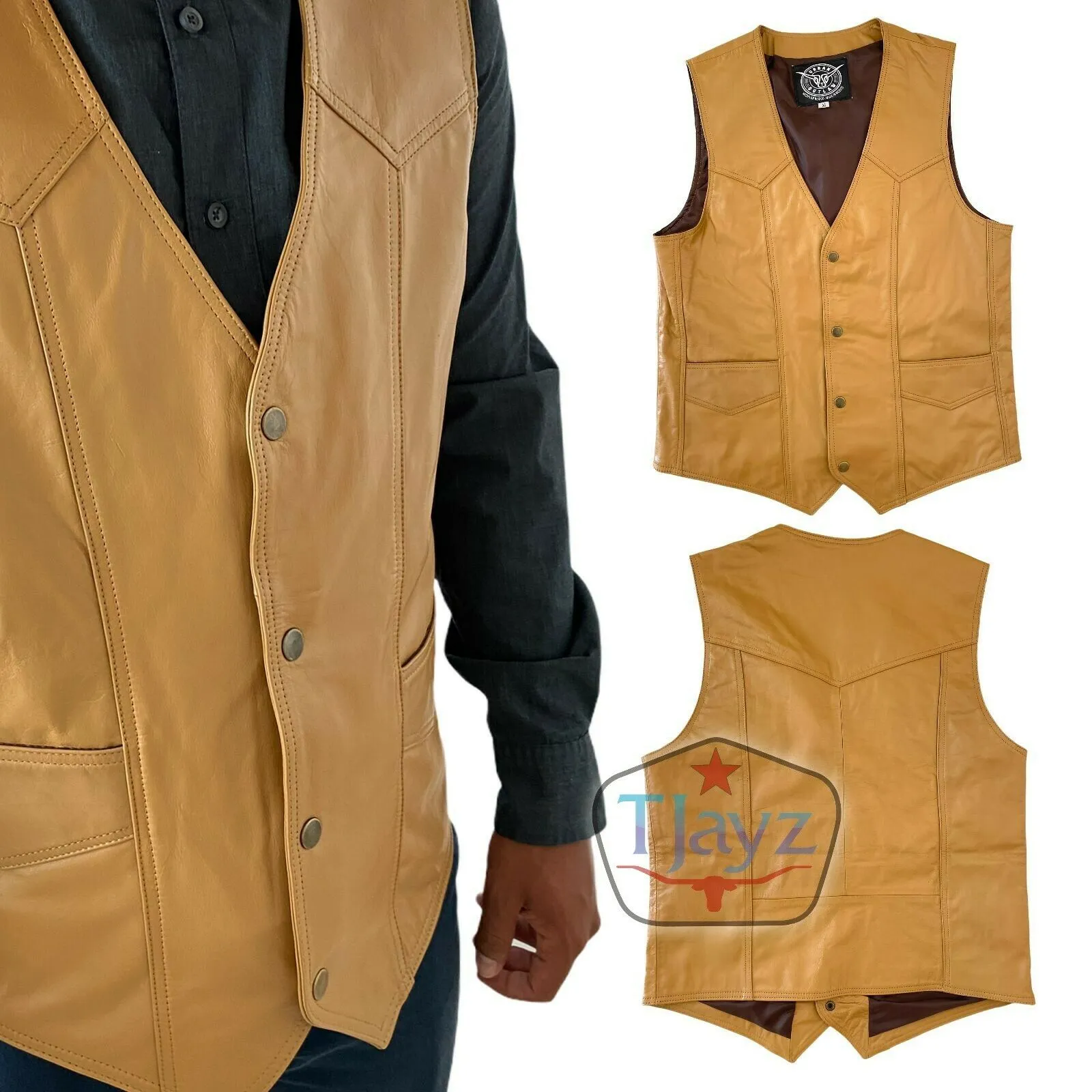 NEW Urban Outlaw Soft 100% Leather Vest Western Biker Unisex motorcycle cowboy