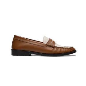 Penny Loafer in Camel & White