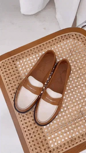 Penny Loafer in Camel & White