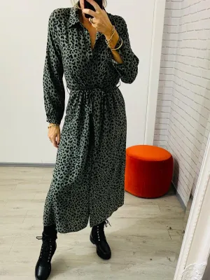 Rachel Green Leopard Print Long Shirt Dress