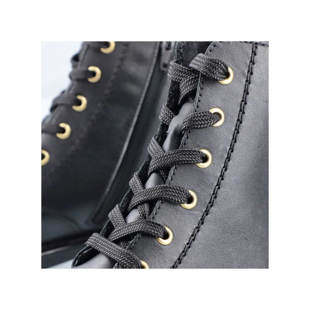 Rieker Z2841-00 Ladies Black Leather Zip & Lace Ankle Boots