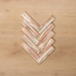 Sample of Cottesloe Norwegian Pink Herringbone Honed Marble Mosaic Tile