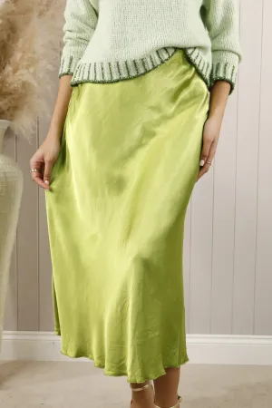 Satin Flair Skirt Lime