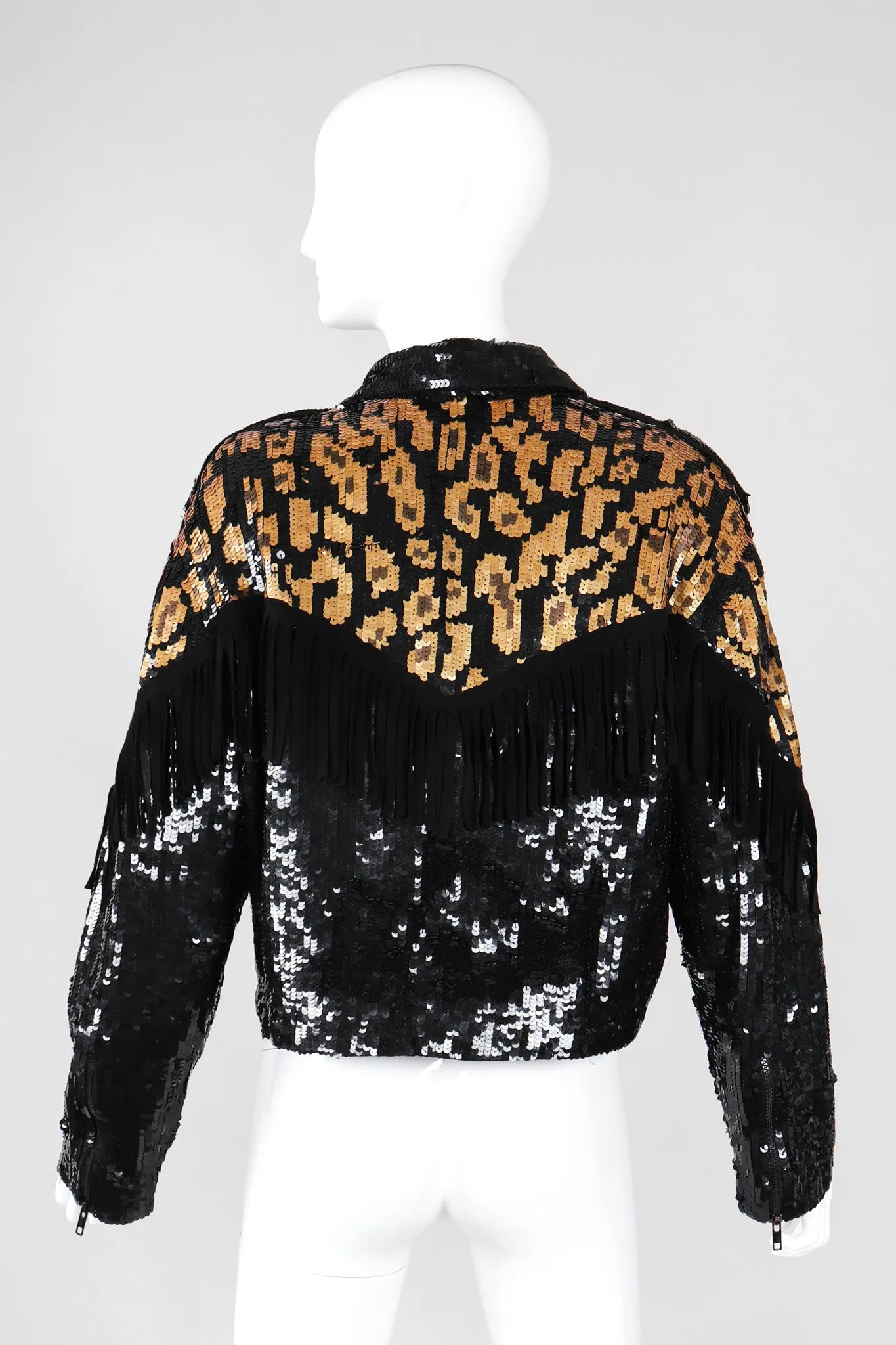 Sequined Fringe Moto Jacket