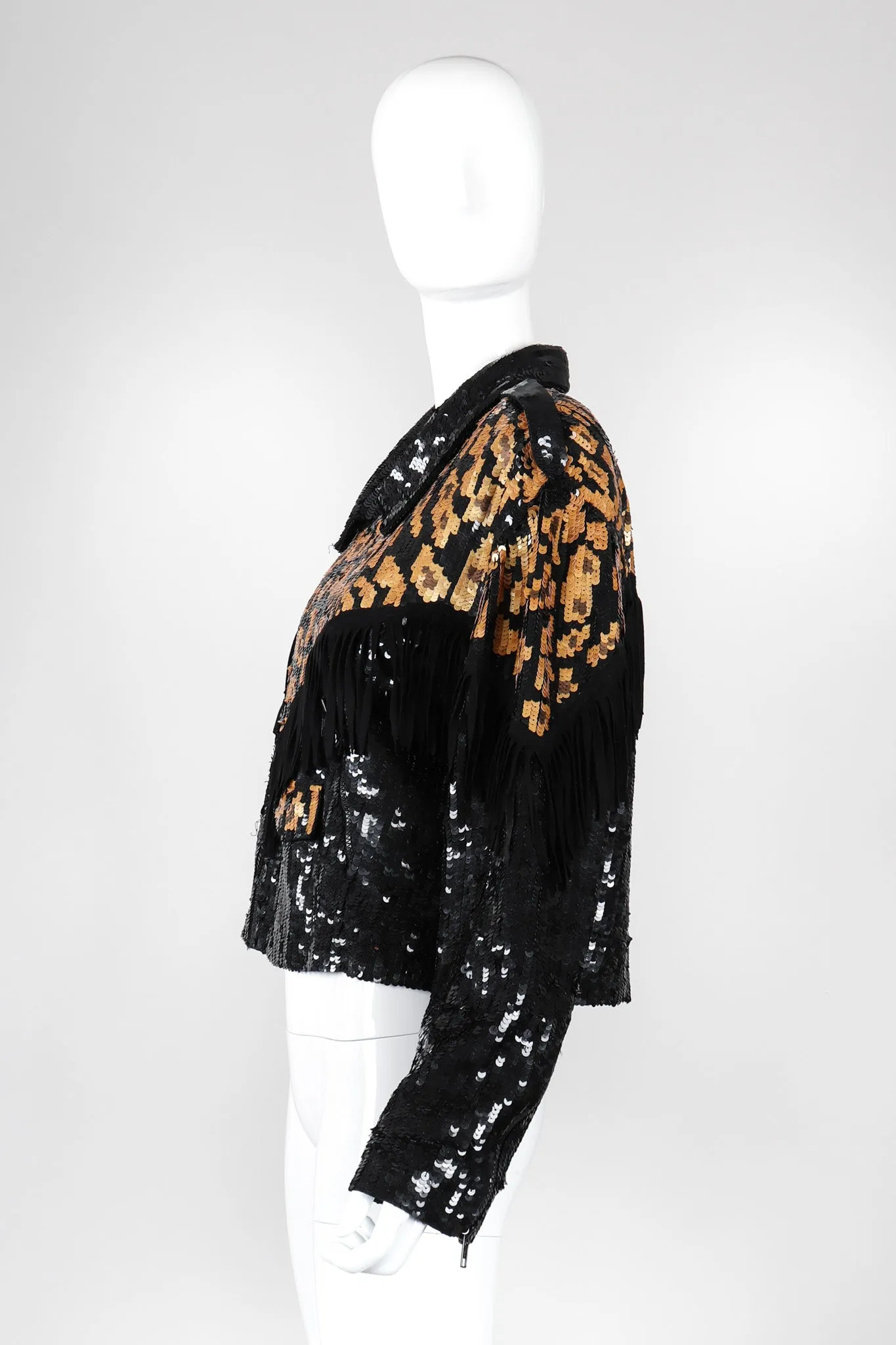 Sequined Fringe Moto Jacket