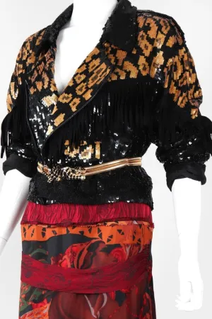 Sequined Fringe Moto Jacket