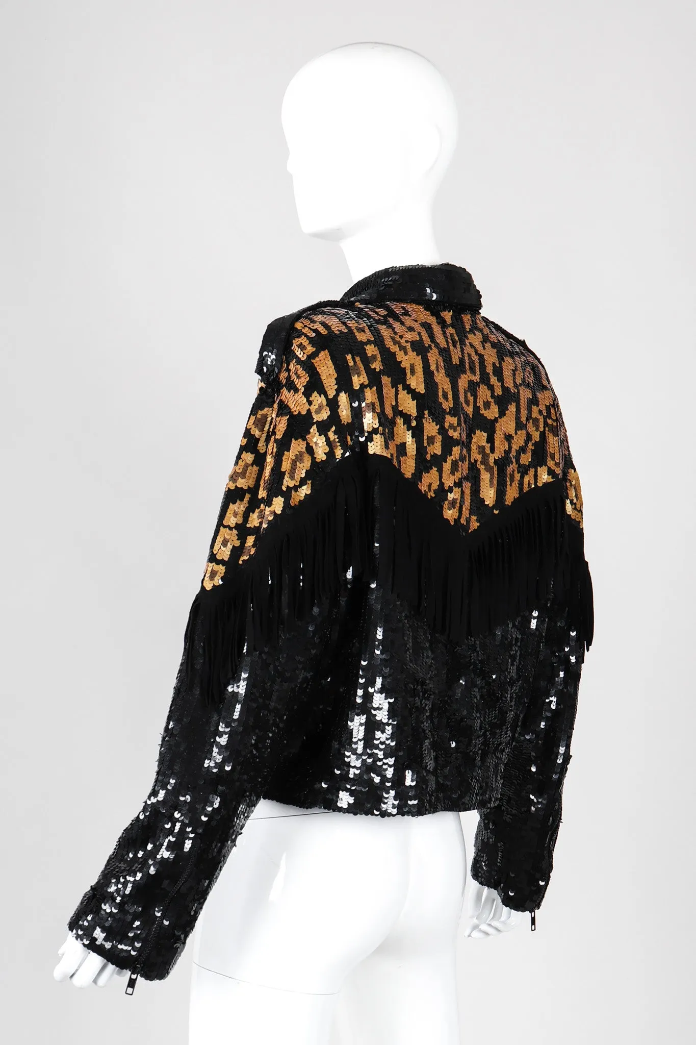 Sequined Fringe Moto Jacket