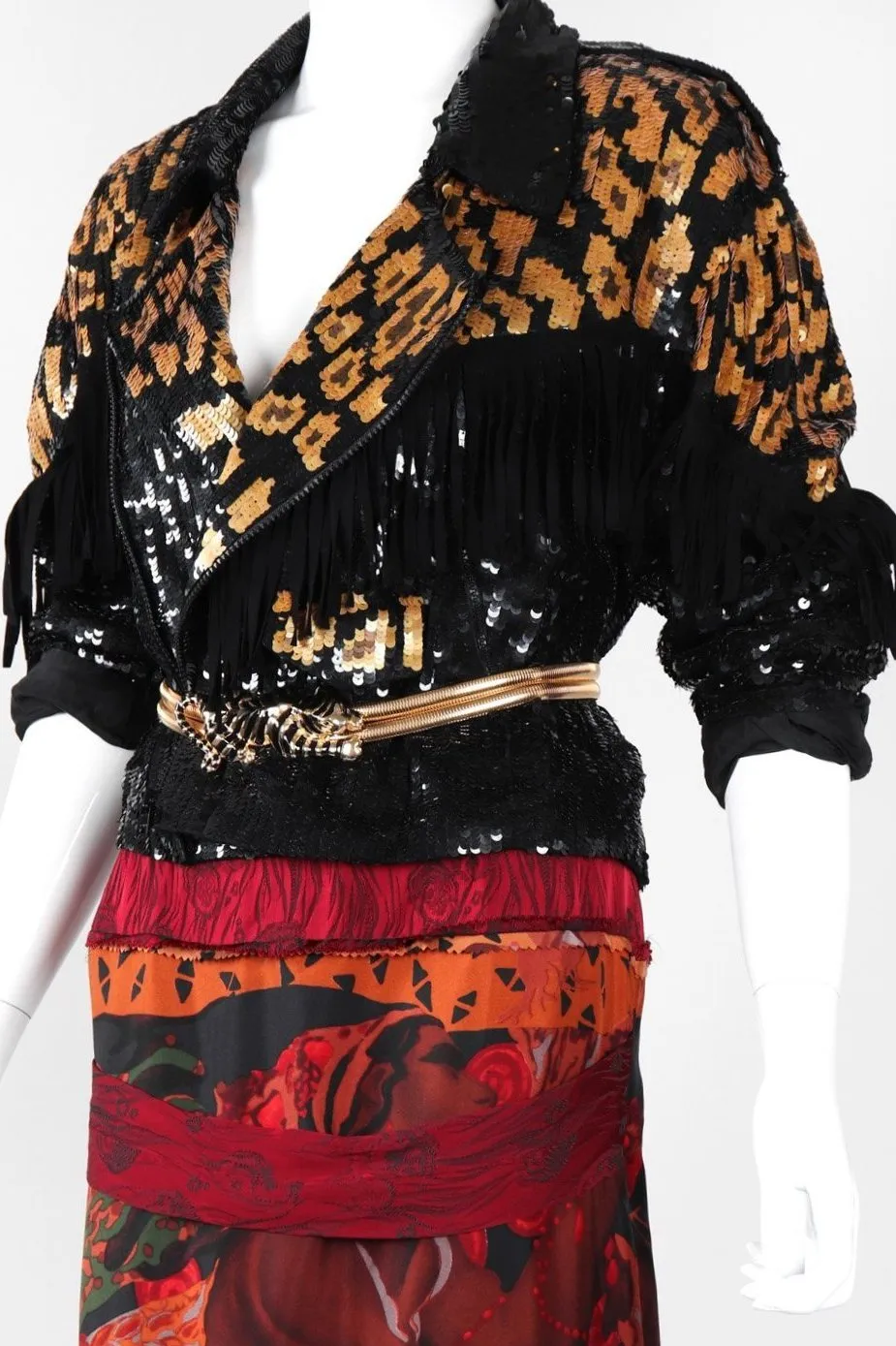 Sequined Fringe Moto Jacket