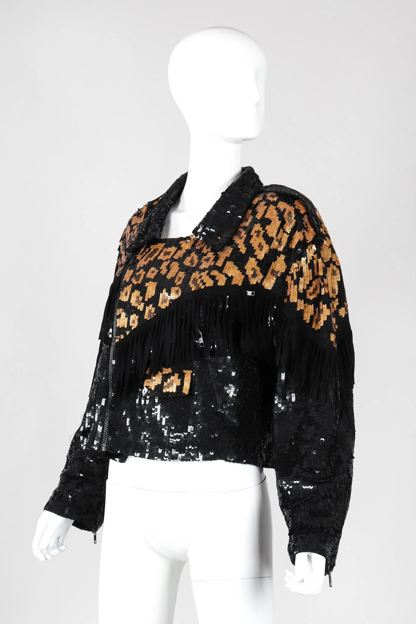 Sequined Fringe Moto Jacket