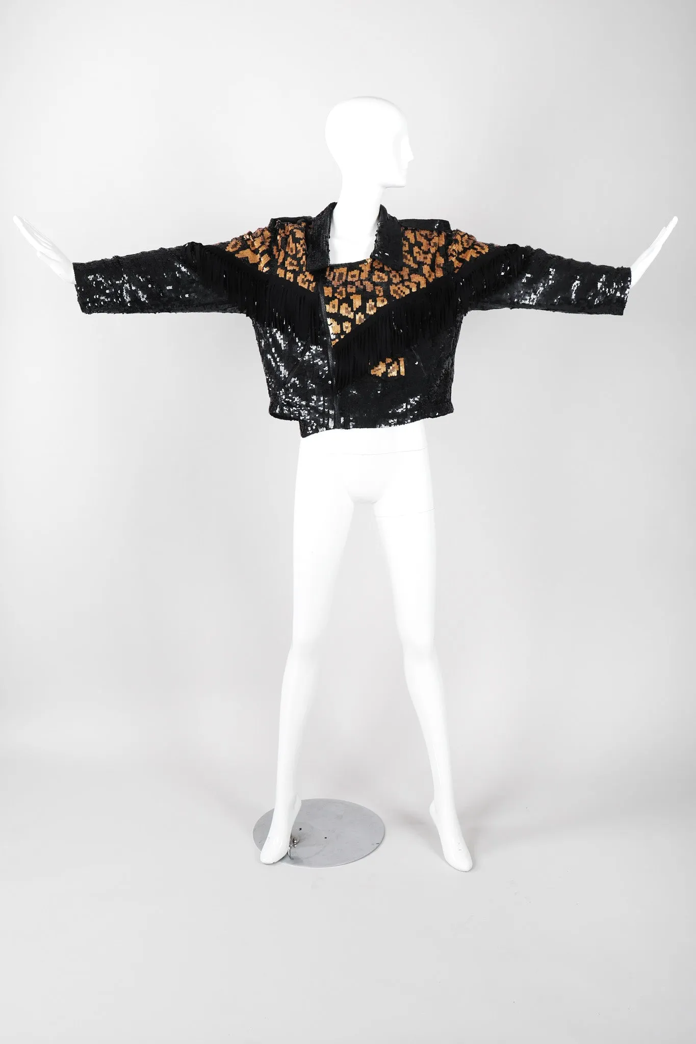 Sequined Fringe Moto Jacket