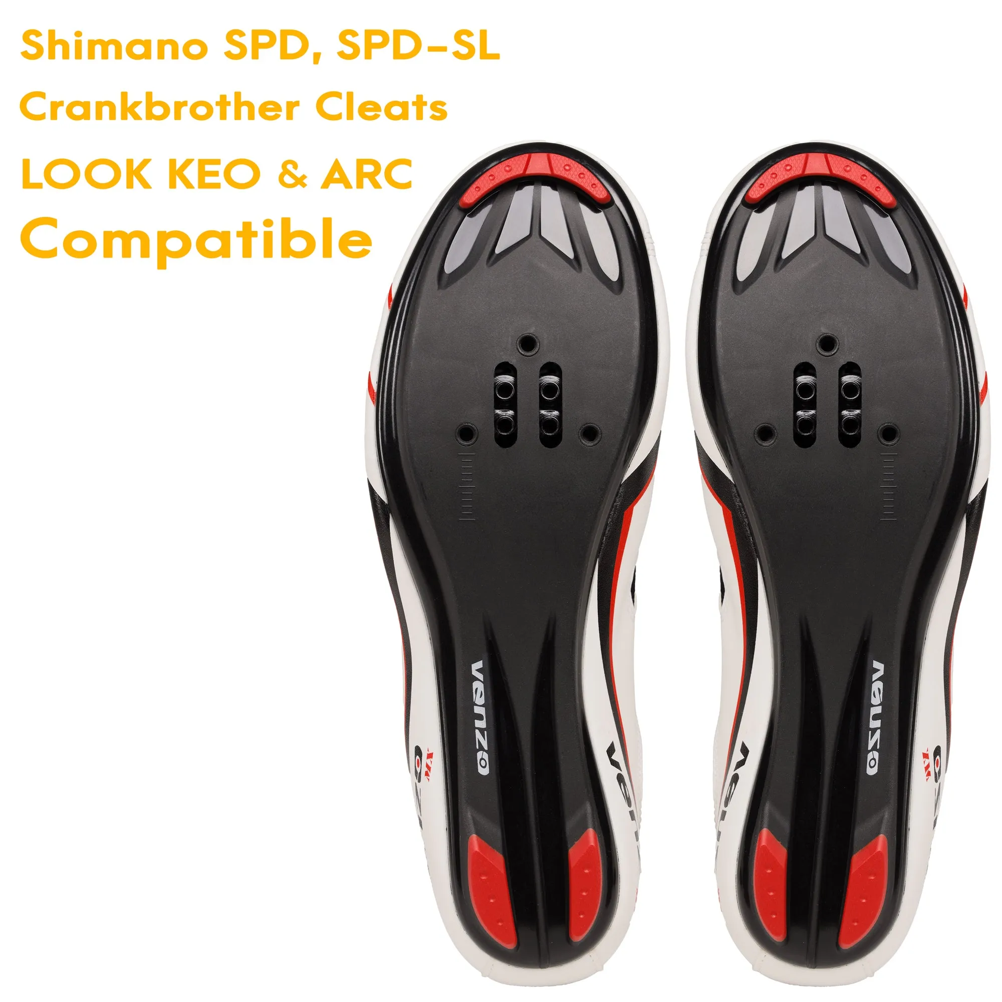 Venzo Bicycle Men’s Road Cycling Riding Shoes - With Bike Clipless Sealed Bearing LOOK Delta Compatible Pedals & 9 Degree Float Cleats - Size 47